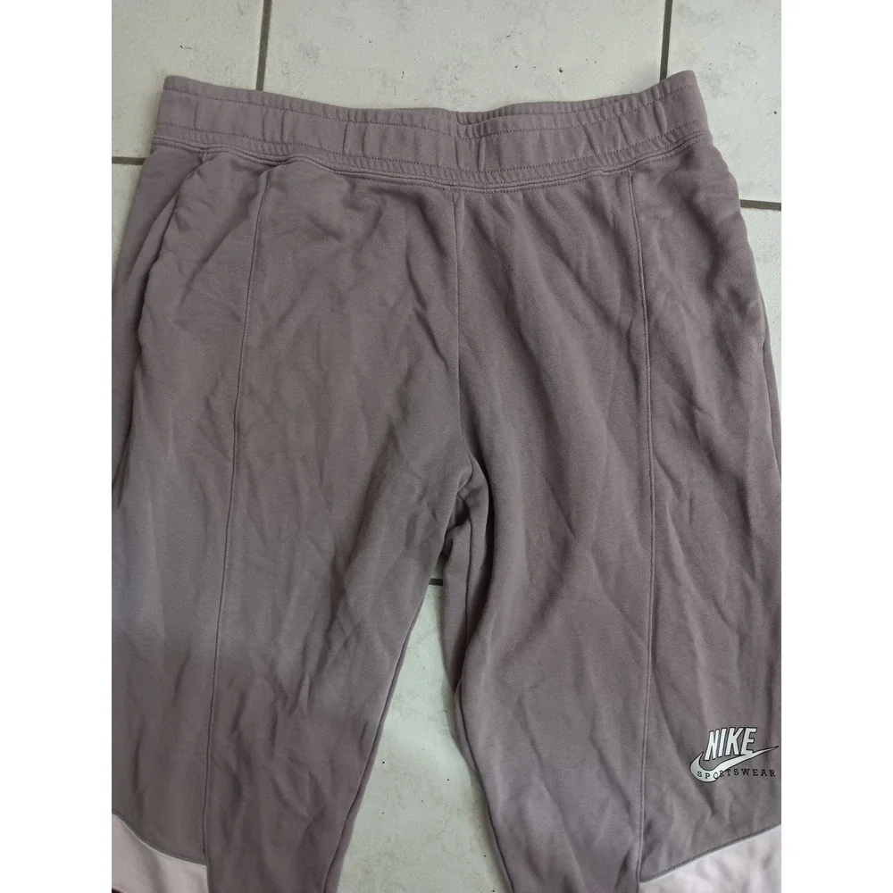 Nike Heritage French Colorblock Jogger Pants Women's Size Large Lavender‎ Gray